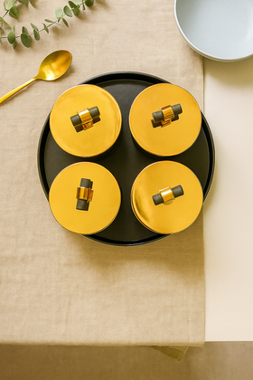 Comfy Homes Revolving Dry Fruit Container Collection | Dry Food Storage Box I Gifting Use I Multi-Purpose Box I Serving Platter with 4 section (Royal Black)