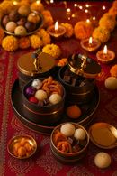 Comfy Homes Revolving Dry Fruit Container Collection | Dry Food Storage Box I Gifting Use I Multi-Purpose Box I Serving Platter with 4 section (Royal Black)-3