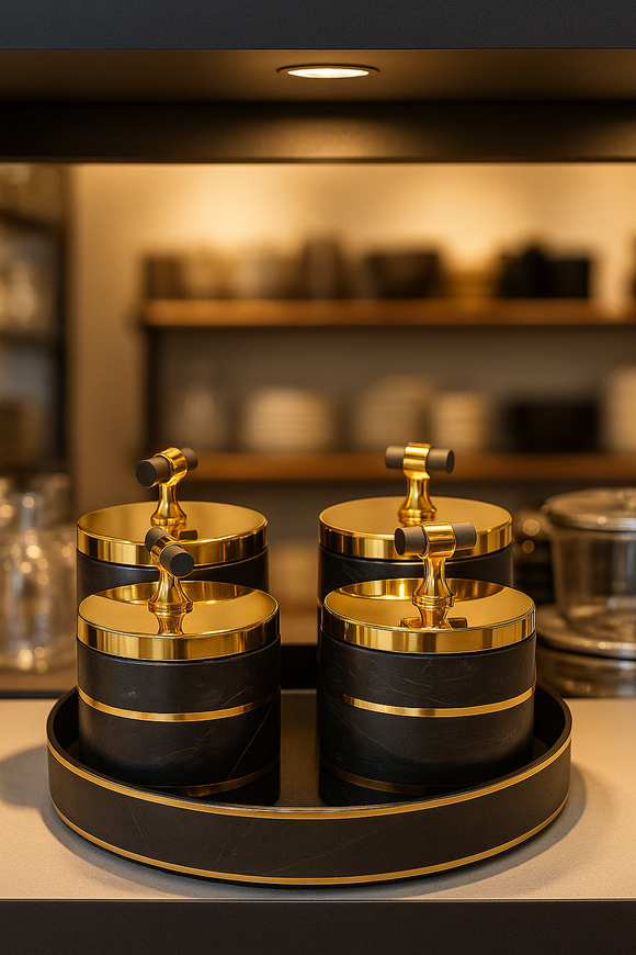 Comfy Homes Revolving Dry Fruit Container Collection | Dry Food Storage Box I Gifting Use I Multi-Purpose Box I Serving Platter with 4 section (Royal Black)