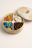 Comfy Homes Revolving Dry Fruit Container Collection | Dry Food Storage Box I Gifting Use I Multi-Purpose Box I Serving Platter with 4 section (White Ashwa)-2