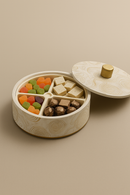 Comfy Homes Revolving Dry Fruit Container Collection | Dry Food Storage Box I Gifting Use I Multi-Purpose Box I Serving Platter with 4 section (White Ashwa)-3