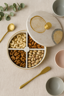 Comfy Homes Revolving Dry Fruit Container Collection | Dry Food Storage Box I Gifting Use I Multi-Purpose Box I Serving Platter with 4 section (White Ashwa)-4