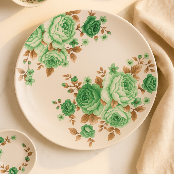 Comfy Homes 41 Pcs Lightweight Dinner Set | Round Design with Dinner Plates, Small Plates, Serving Tray, Bowls with Lids, Spoons & Serving Spoons | Unbreakable & Lightweight Dinnerware