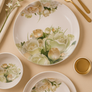 Comfy Homes 41 Pcs Lightweight Dinner Set | Round Design with Dinner Plates, Small Plates, Serving Tray, Bowls with Lids, Spoons & Serving Spoons | Unbreakable & Lightweight Dinnerware-18