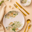 Comfy Homes 41 Pcs Lightweight Dinner Set | Round Design with Dinner Plates, Small Plates, Serving Tray, Bowls with Lids, Spoons & Serving Spoons | Unbreakable & Lightweight Dinnerware-17