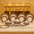 Comfy Homes 41 Pcs Melamine Dinner Set | Round Design with Dinner Plates, Small Plates, Serving Tray, Bowls with Lids, Spoons & Serving Spoons | Unbreakable & Lightweight Dinnerware (Purple Palace)-1