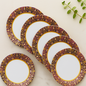 Comfy Homes 41 Pcs Melamine Dinner Set | Round Design with Dinner Plates, Small Plates, Serving Tray, Bowls with Lids, Spoons & Serving Spoons | Unbreakable & Lightweight Dinnerware (Purple Palace) - 0