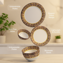 Comfy Homes 41 Pcs Melamine Dinner Set | Round Design with Dinner Plates, Small Plates, Serving Tray, Bowls with Lids, Spoons & Serving Spoons | Unbreakable & Lightweight Dinnerware (Purple Palace)-6