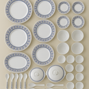 Comfy Homes 40 Pcs Melamine Dinner Set | Round Design with Dinner Plates, Small Plates, Serving Tray, Bowls with Lids, Spoons & Serving Spoons | Unbreakable & Lightweight Dinnerware (Blue Monarchy)-4