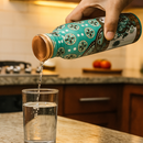 Comfy Homes 100% Copper Water Bottle, 1 Litre | Durable, Leak Proof & Rust Proof | Handicraft Finish & Timeless Luxury Design | Non-Toxic, BPA Free, Boosts Immunity & Yoga Health Benefits (Crown)-2