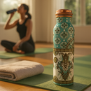 Comfy Homes 100% Copper Water Bottle, 1 Litre | Durable, Leak Proof & Rust Proof | Handicraft Finish & Timeless Luxury Design | Non-Toxic, BPA Free, Boosts Immunity & Yoga Health Benefits (Crown)-5