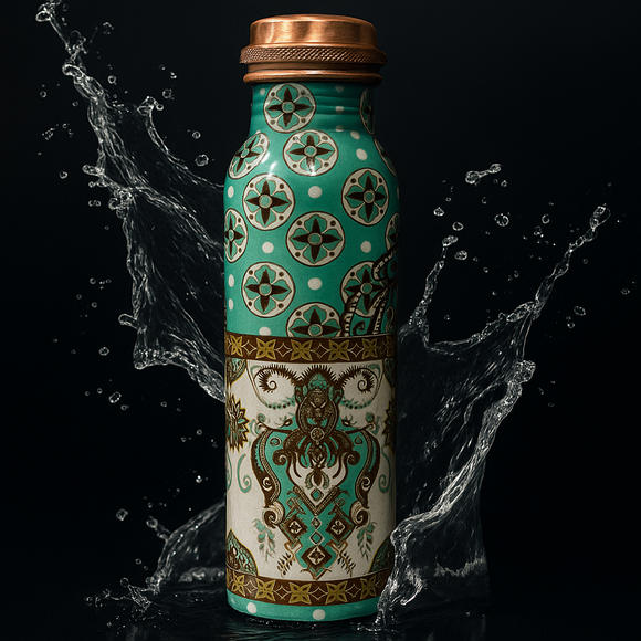 Comfy Homes 100% Copper Water Bottle, 1 Litre | Durable, Leak Proof & Rust Proof | Handicraft Finish & Timeless Luxury Design | Non-Toxic, BPA Free, Boosts Immunity & Yoga Health Benefits (Crown)