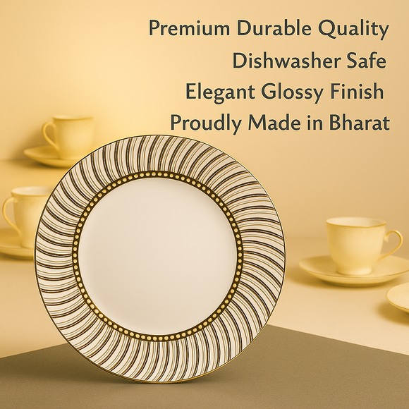 Comfy Homes Round Melamine 41 Pcs Dinner Set | 6 Dinner Plates, 6 Small Plates, 1 Serving Tray, 3 Big Serving Bowls with Lid, 12 Small Bowls, 6 Spoons, 4 Serving Spoons (Jasmine Glow)