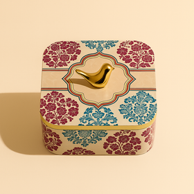 Comfy Homes Multipurpose Container | 4-Section Dry Fruit & Snack Storage Box | Elegant Design Square Shape Dry Food Organizer | Serving Platter & Gift Box for Home & Festive Use (Regenta Multi)