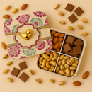 Comfy Homes Multipurpose Container | 4-Section Dry Fruit & Snack Storage Box | Elegant Design Square Shape Dry Food Organizer | Serving Platter & Gift Box for Home & Festive Use (Regenta Multi)-6