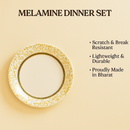 Comfy Homes Pure Melamine Round Dinner Set | 6 Dinner Plates, 6 Small Plates, 1 Serving Tray, 3 Big Serving Bowls with Lid, 12 Small Bowls, 6 Spoons, 4 Serving Spoons (SonaPatra)-4