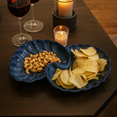 Comfy Homes Ceramic Open Shell Dual Serving Platter | Elegant Stoneware Snack & Dinner Plate | Stylish Brown Modern Design | Ideal for Starters, Snacks, Desserts & Parties (Blue)-6