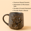 Comfy Homes Ceramic Milk and Coffee Mug | Premium Stoneware Cup for Hot & Cold Beverages | Stylish Brown Modern Design | Perfect for Tea, Milk, Coffee & Gifting (Greyish Brown)-6