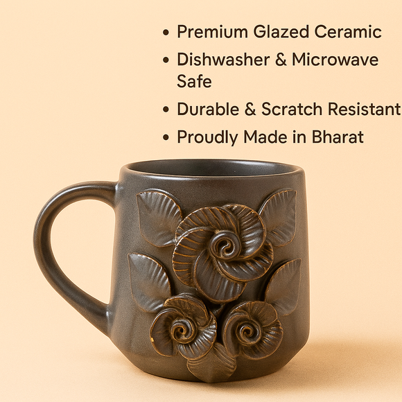 Comfy Homes Ceramic Milk and Coffee Mug | Premium Stoneware Cup for Hot & Cold Beverages | Stylish Brown Modern Design | Perfect for Tea, Milk, Coffee & Gifting (Greyish Brown)