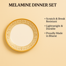 Comfy Homes Round Melamine 41 Pcs Dinner Set | 6 Dinner Plates, 6 Small Plates, 1 Serving Tray, 3 Big Serving Bowls with Lid, 12 Small Bowls, 6 Spoons, 4 Serving Spoons (Kesar Bloom)-6