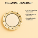 Comfy Homes Round Melamine 41 Pcs Dinner Set | 6 Dinner Plates, 6 Small Plates, 1 Serving Tray, 3 Big Serving Bowls with Lid, 12 Small Bowls, 6 Spoons, 4 Serving Spoons (Gulbahar Luxe)-8