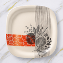 32 Pcs Melamine Dinner Set | Square Design with Dinner Plates, Small Plates, Serving Tray, Bowls with Lids, Spoons & Serving Spoons | Unbreakable & Lightweight Dinnerware (Petal Grove)-4