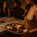 Comfy Homes Mango Wooden Serving Platter | Handcrafted Oval Shaped Natural Wood Tray | Durable, Food-Safe and Eco-Friendly | Platter for Snacks, Fruits, Appetizers and Kitchen Decor (Impressionist)-4