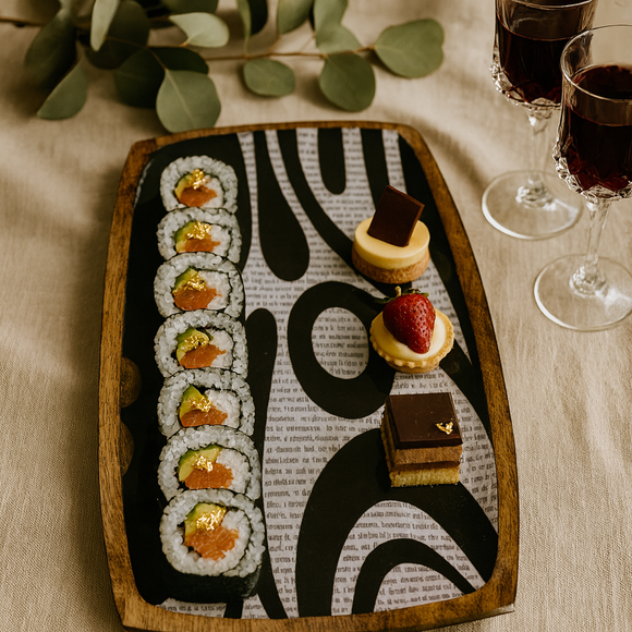 Comfy Homes Mango Wood Serving Platter | Handcrafted Natural Wood Tray | Durable, Food-Safe and Eco-Friendly | Platter for Snacks, Fruits, Appetizers & Kitchen Decor (Headline Maker)