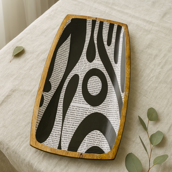 Comfy Homes Mango Wood Serving Platter | Handcrafted Natural Wood Tray | Durable, Food-Safe and Eco-Friendly | Platter for Snacks, Fruits, Appetizers & Kitchen Decor (Headline Maker)