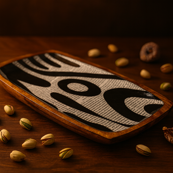 Comfy Homes Mango Wood Serving Platter | Handcrafted Natural Wood Tray | Durable, Food-Safe and Eco-Friendly | Platter for Snacks, Fruits, Appetizers & Kitchen Decor (Headline Maker)