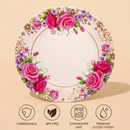 Comfy Homes 24 Pcs Lightweight Dinner Set | Round Design with Dinner Plates, Small Plates, Serving Tray, Bowls with Lids, Spoons & Serving Spoons | Unbreakable & Lightweight Dinnerware (Floral Bloom)-6