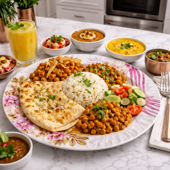 Comfy Homes Round Melamine 41 Pcs Dinner Set | 6 Dinner Plates, 6 Small Plates, 1 Serving Tray, 3 Big Serving Bowls with Lid, 12 Small Bowls, 6 Spoons, 4 Serving Spoons (Flora Grace)