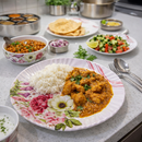 Comfy Homes Round Melamine 41 Pcs Dinner Set | 6 Dinner Plates, 6 Small Plates, 1 Serving Tray, 3 Big Serving Bowls with Lid, 12 Small Bowls, 6 Spoons, 4 Serving Spoons (Flora Grace)-8