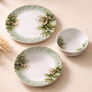Comfy Homes Round Melamine 41 Pcs Dinner Set | 6 Dinner Plates, 6 Small Plates, 1 Serving Tray, 3 Big Serving Bowls with Lid, 12 Small Bowls, 6 Spoons, 4 Serving Spoons (Verdant Bloom)-6