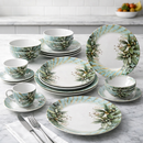 Comfy Homes Round Melamine 41 Pcs Dinner Set | 6 Dinner Plates, 6 Small Plates, 1 Serving Tray, 3 Big Serving Bowls with Lid, 12 Small Bowls, 6 Spoons, 4 Serving Spoons (Verdant Bloom)-8
