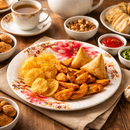 Comfy Homes 41 Pcs Lightweight Dinner Set | Round Design with Dinner Plates, Small Plates, Serving Tray, Bowls with Lids, Spoons & Serving Spoons | Unbreakable & Lightweight Dinnerware (Serene Gardenia)-7