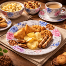 Comfy Homes 32 Pcs Lightweight Dinner Set | Round Design with Dinner Plates, Small Plates, Serving Tray, Bowls with Lids, Spoons & Serving Spoons | Unbreakable & Lightweight Dinnerware (Eden Elegance)-7