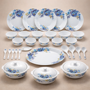 Comfy Homes 32 Pcs Lightweight Dinner Set | Round Design with Dinner Plates, Small Plates, Serving Tray, Bowls with Lids, Spoons & Serving Spoons | Unbreakable & Lightweight Dinnerware (Blossom Haven)-1