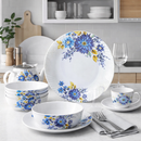 Comfy Homes 32 Pcs Lightweight Dinner Set | Round Design with Dinner Plates, Small Plates, Serving Tray, Bowls with Lids, Spoons & Serving Spoons | Unbreakable & Lightweight Dinnerware (Blossom Haven)-7
