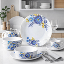 Comfy Homes 24 Pcs Lightweight Dinner Set | Round Design with Dinner Plates, Small Plates, Serving Tray, Bowls with Lids, Spoons & Serving Spoons | Unbreakable & Lightweight Dinnerware (Blossom Haven)-7