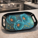 Comfy Homes Durable Multi-Use Premium Printed Rectangular Melamine Serve Ware Set with 3 Trays (Small, Medium & Large) (Blue Orchid)-6