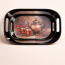 Comfy Homes Durable Multi-Use Premium Printed Rectangular Melamine Serve Ware Set with 3 Trays (Small, Medium & Large) (Arabian Teapot)-2