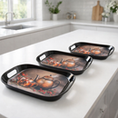 Comfy Homes Durable Multi-Use Premium Printed Rectangular Melamine Serve Ware Set with 3 Trays (Small, Medium & Large) (Arabian Teapot)-5