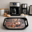 Comfy Homes Durable Multi-Use Premium Printed Rectangular Melamine Serve Ware Set with 3 Trays (Small, Medium & Large) (Arabian Teapot)-7