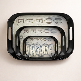 Comfy Homes Durable Multi-Use Premium Printed Rectangular Melamine Serve Ware Set with 3 Trays (Small, Medium & Large) (Coffee Bean)