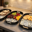 Comfy Homes Durable Multi-Use Premium Printed Rectangular Melamine Serve Ware Set with 3 Trays (Small, Medium & Large) (Coffee Bean)-6