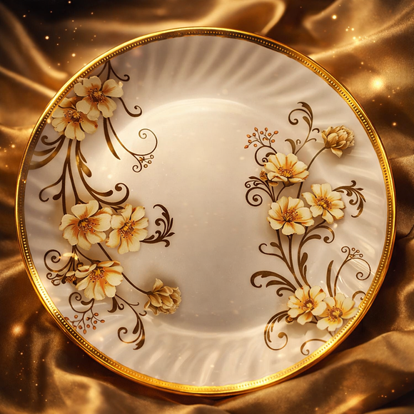 Comfy Homes Round Melamine 41 Pcs Dinner Set | 6 Dinner Plates, 6 Small Plates, 1 Serving Tray, 3 Big Serving Bowls with Lid, 12 Small Bowls, 6 Spoons, 4 Serving Spoons (Yellow Majesty)