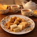 Comfy Homes Round Melamine 41 Pcs Dinner Set | 6 Dinner Plates, 6 Small Plates, 1 Serving Tray, 3 Big Serving Bowls with Lid, 12 Small Bowls, 6 Spoons, 4 Serving Spoons (Yellow Majesty)-3