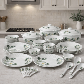 Design Your Own Elegant Dinnerware Collection | Comfy Homes Custom Melamine Dining Set (White Blossom) - 0