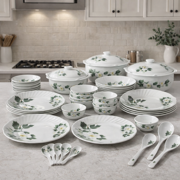 Design Your Own Elegant Dinnerware Collection | Comfy Homes Custom Melamine Dining Set (White Blossom)